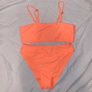 Zaful Neon Orange Swim Set